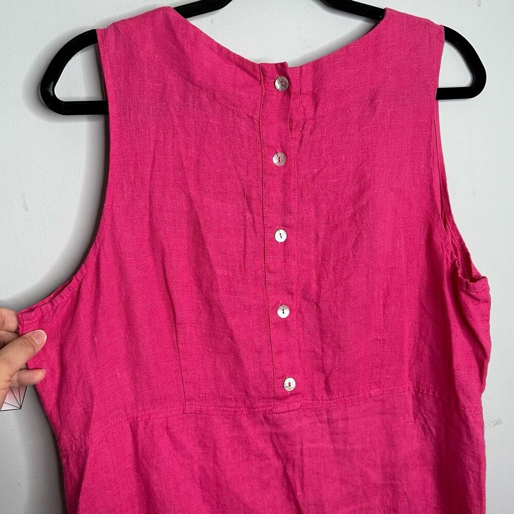 Flax Pink Linen Midi Dress Size Medium - Picture 5 of 8